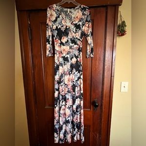 PinkBlush Floral Maternity/Nursing Wrap Maxi Dress